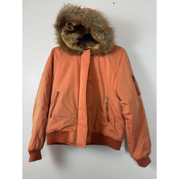 Talbots Kids Orange Faux Fur Hood Bomber Winter Rust Jacket Size 16‎ - Picture 2 of 16